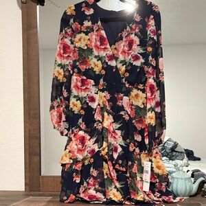 Elegant Floral Long Sleeve Dress